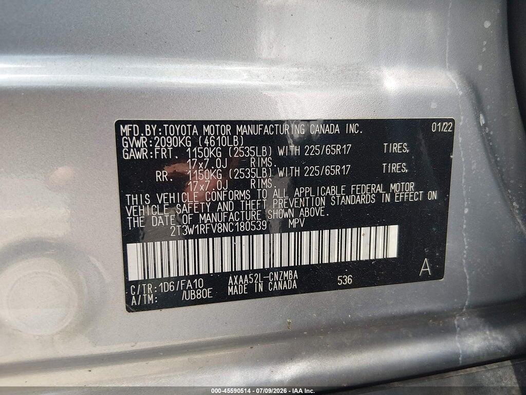2T3W1RFV8NC180539 2022 TOYOTA RAV4 photo no. 9