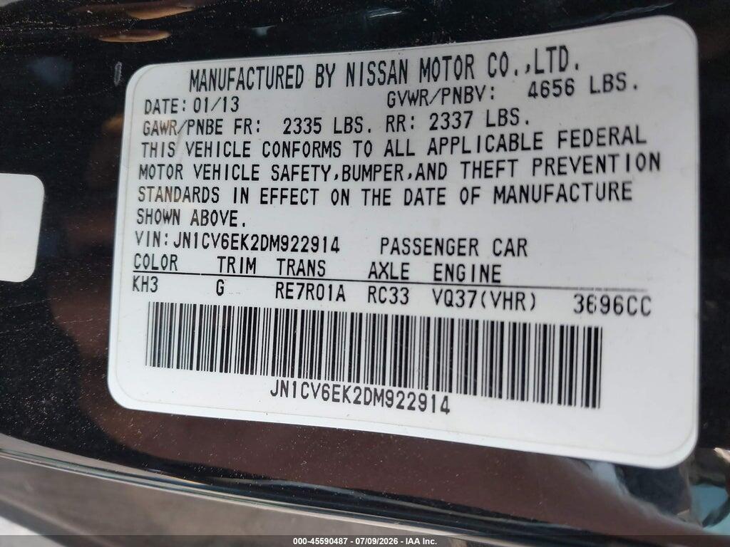 JN1CV6EK2DM922914 2013 INFINITI G37 photo no. 9
