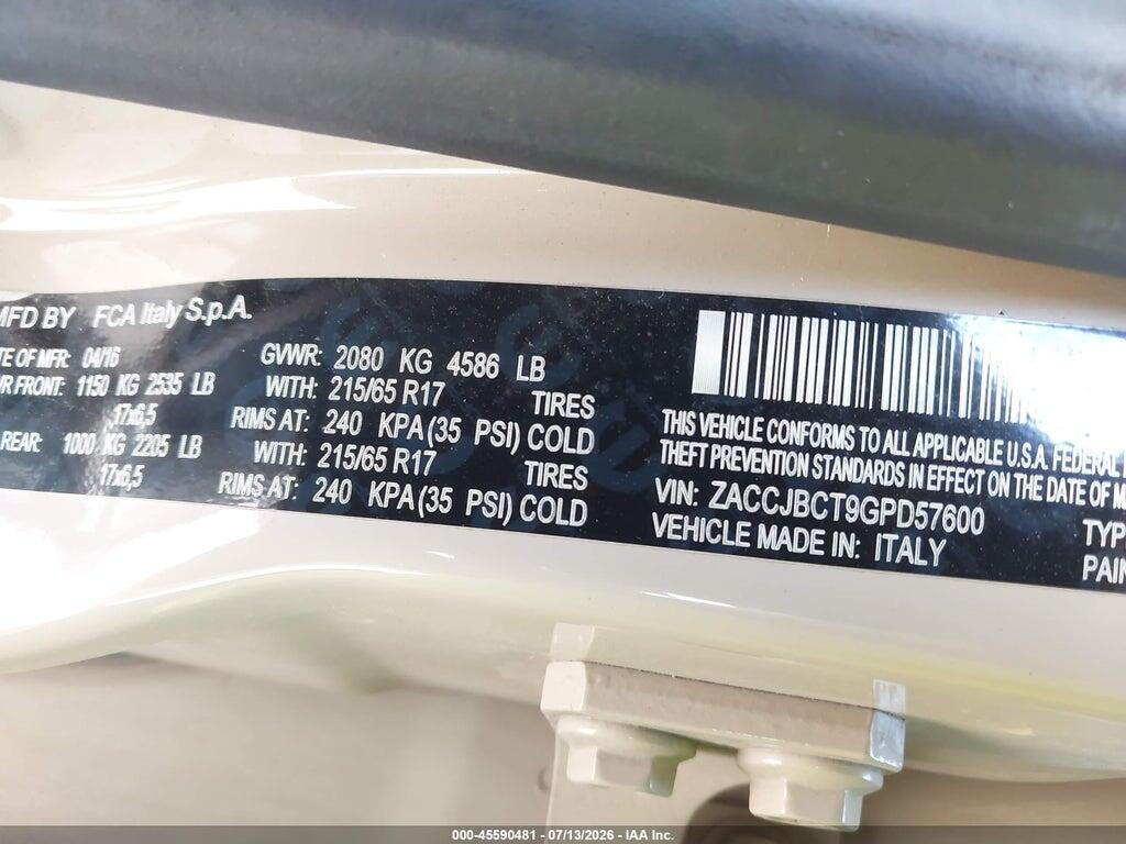ZACCJBCT9GPD57600 2016 JEEP RENEGADE photo no. 9