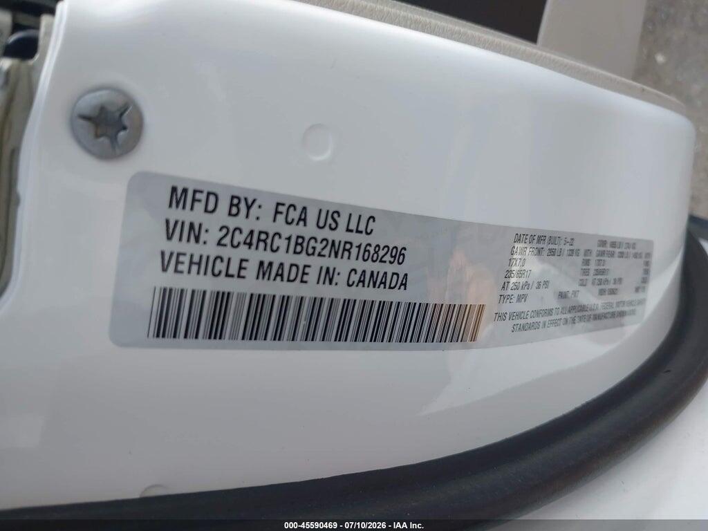 2C4RC1BG2NR168296 2022 CHRYSLER PACIFICA photo no. 9