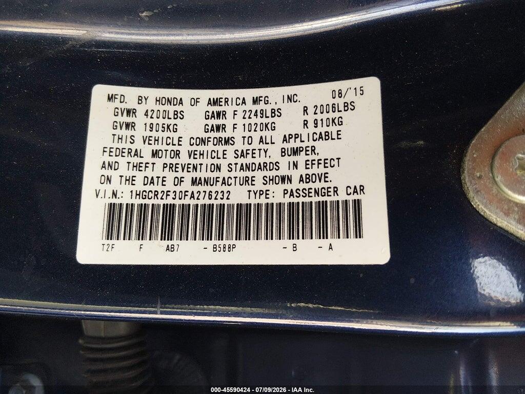 1HGCR2F30FA276232 2015 HONDA ACCORD photo no. 9
