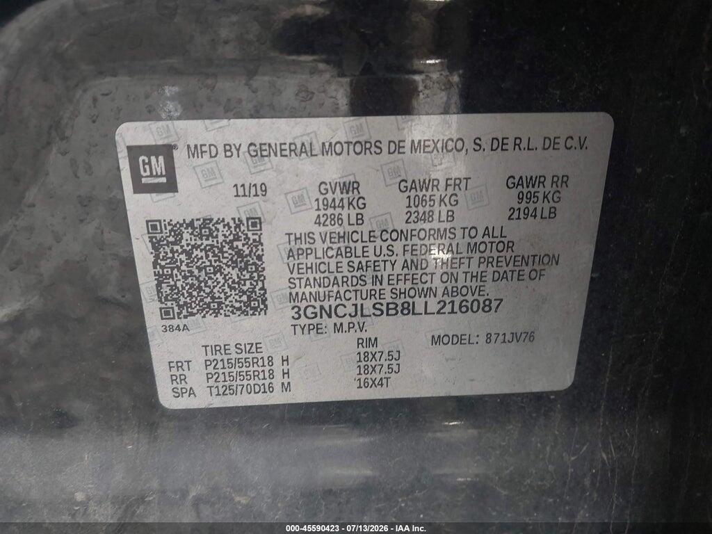 3GNCJLSB8LL216087 2020 CHEVROLET TRAX photo no. 8