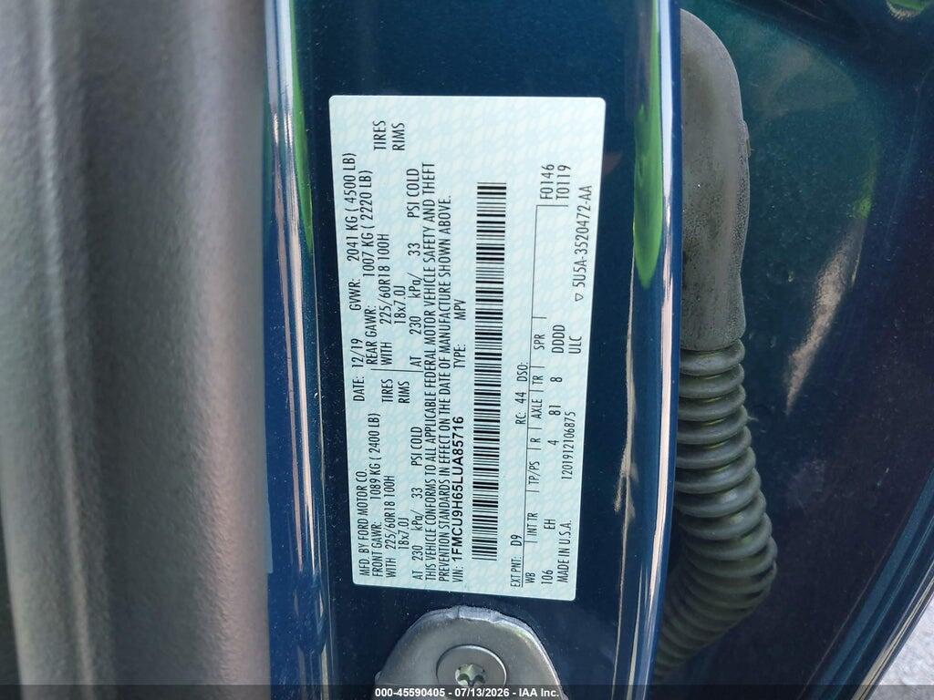 1FMCU9H65LUA85716 2020 FORD ESCAPE photo no. 9