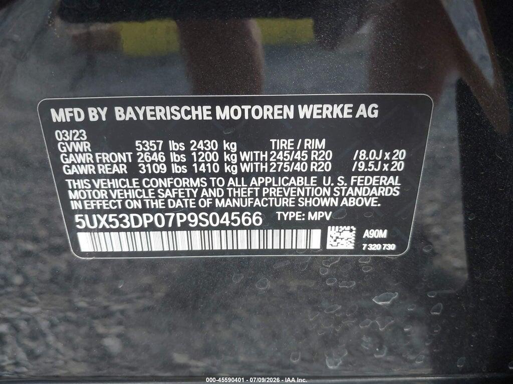 5UX53DP07P9S04566 2023 BMW X3 photo no. 9