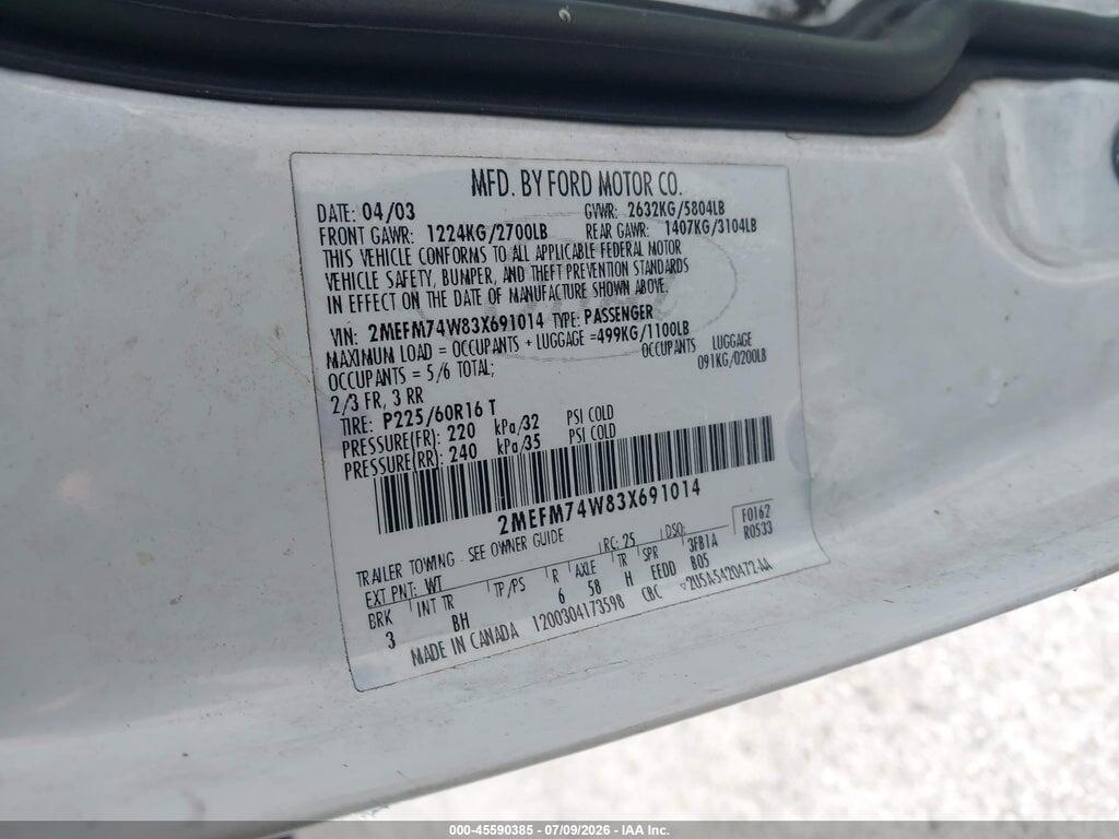 2MEFM74W83X691014 2003 MERCURY GRAND MARQUIS photo no. 9