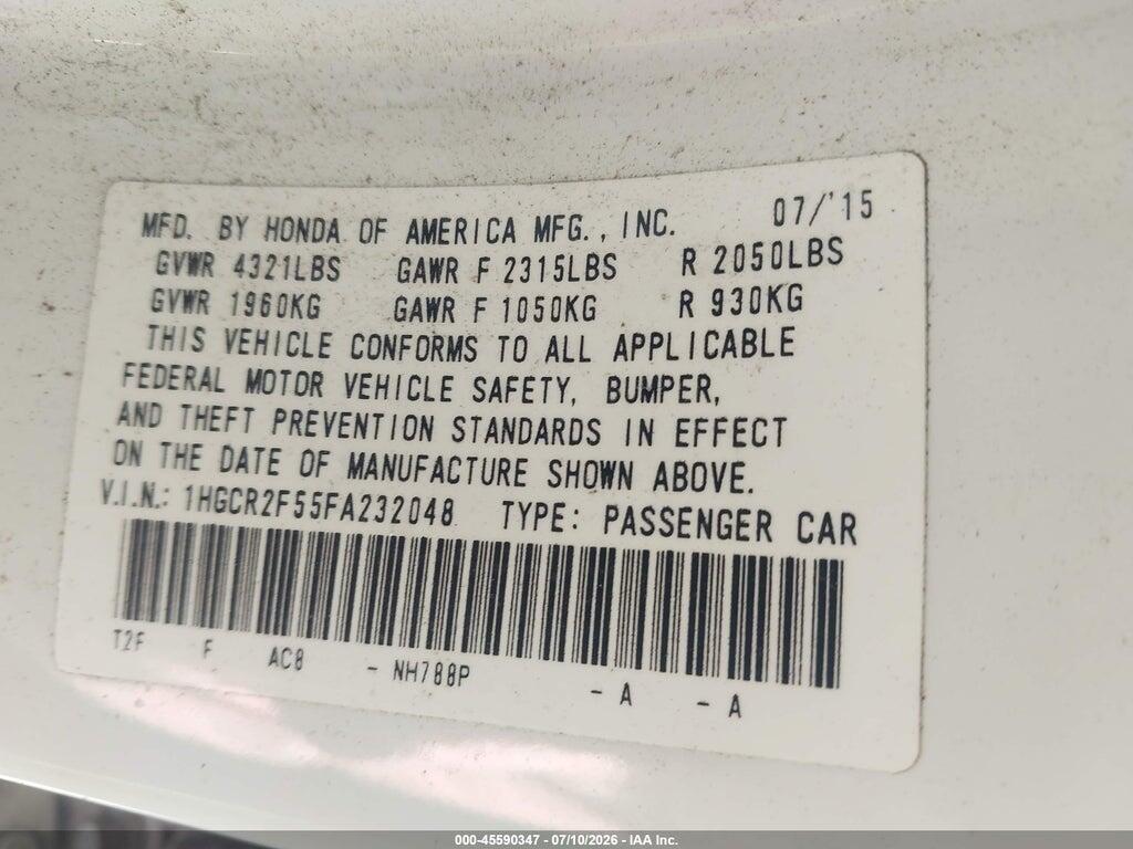 1HGCR2F55FA232048 2015 HONDA ACCORD photo no. 9