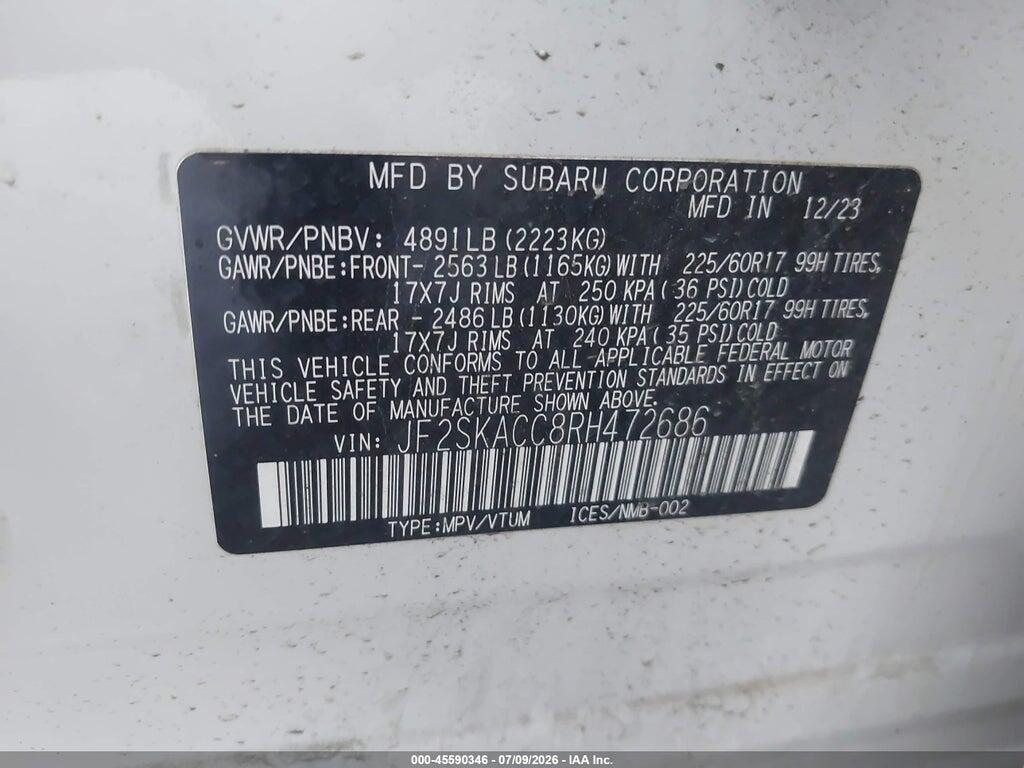 JF2SKACC8RH472686 2024 SUBARU FORESTER photo no. 9