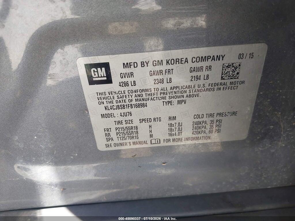 KL4CJBSB1FB168984 2015 BUICK ENCORE photo no. 9