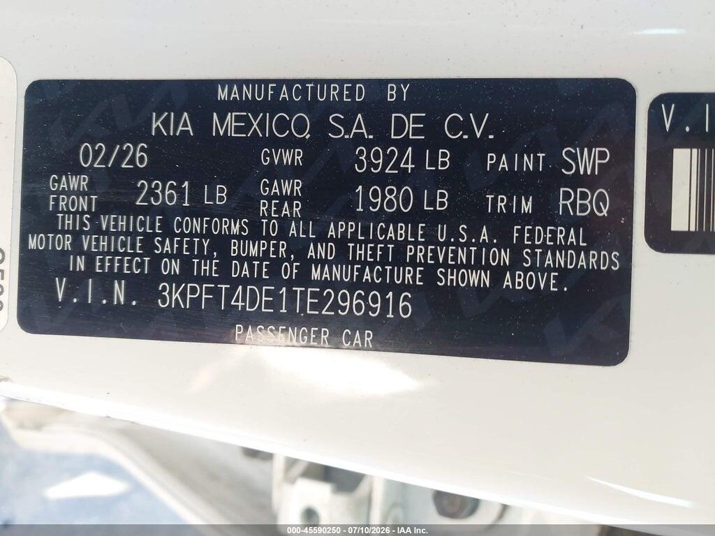 3KPFT4DE1TE296916 2026 KIA K4 photo no. 9