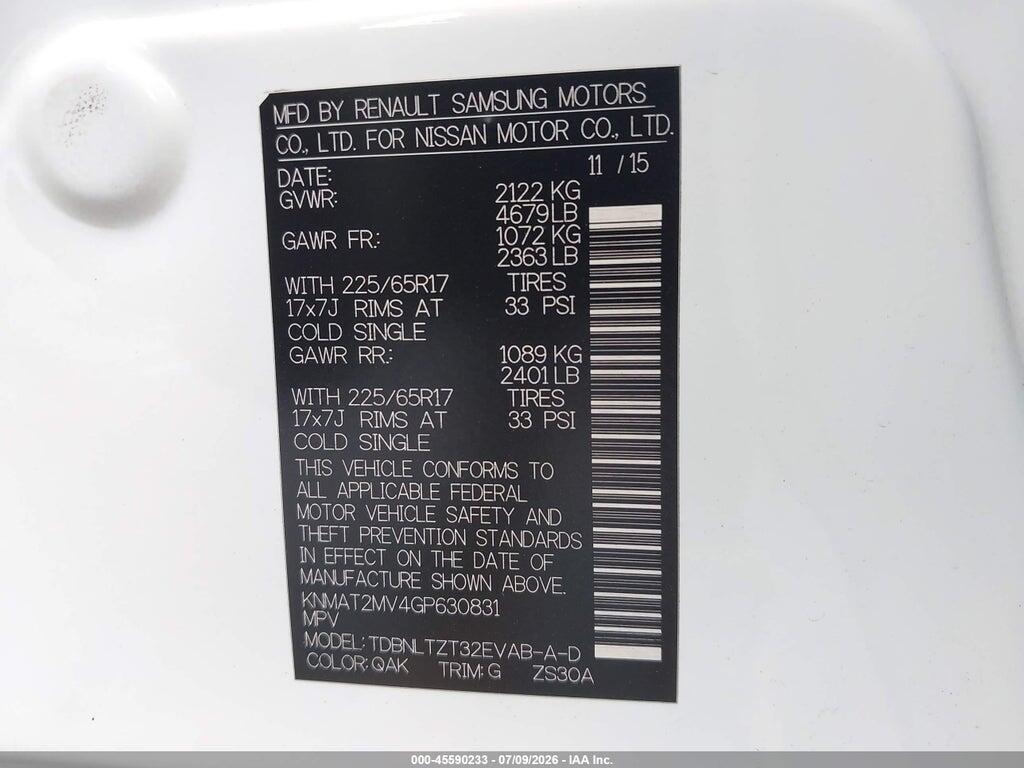 KNMAT2MV4GP630831 2016 NISSAN ROGUE photo no. 9