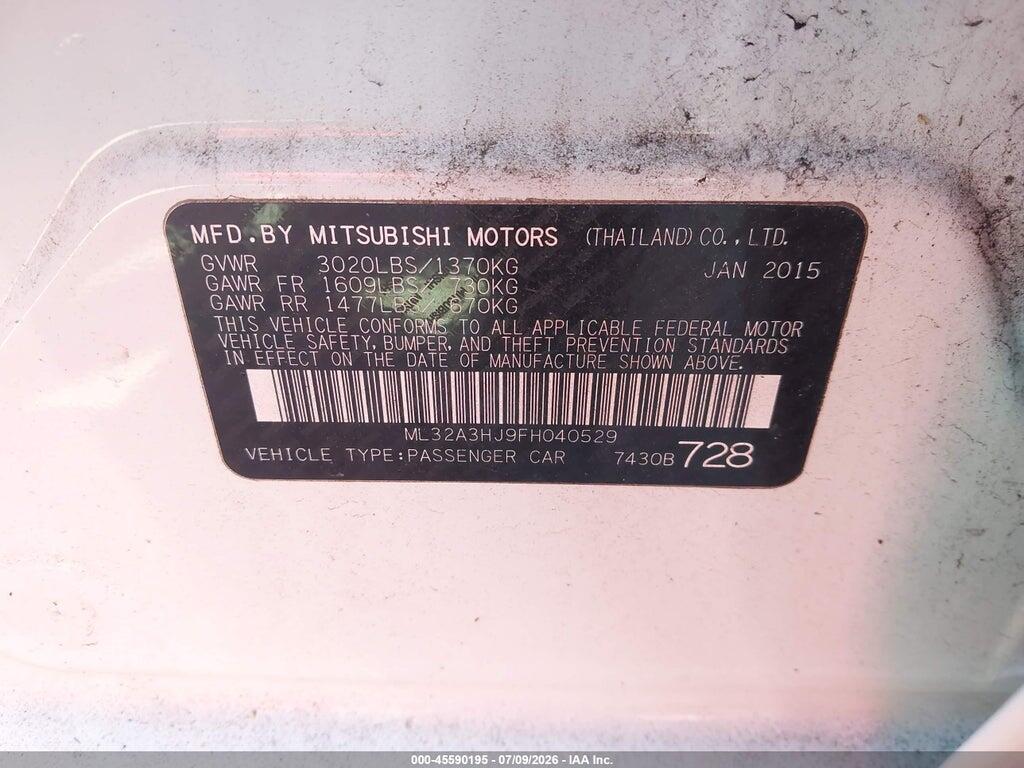 ML32A3HJ9FH040529 2015 MITSUBISHI MIRAGE photo no. 9