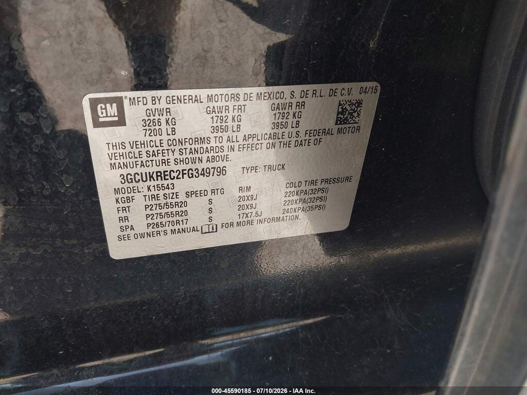 3GCUKREC2FG349796 2015 CHEVROLET SILVERADO 1500 photo no. 9