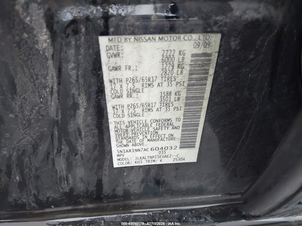 5N1AR1NN7AC604032 2010 NISSAN PATHFINDER photo no. 9