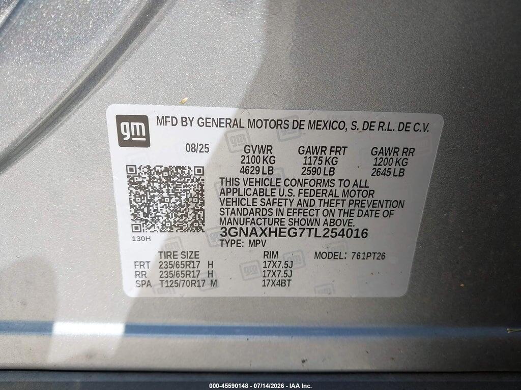 3GNAXHEG7TL254016 2026 CHEVROLET EQUINOX photo no. 9