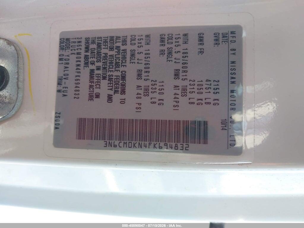3N6CM0KN4FK694832 2015 NISSAN NV200 photo no. 9