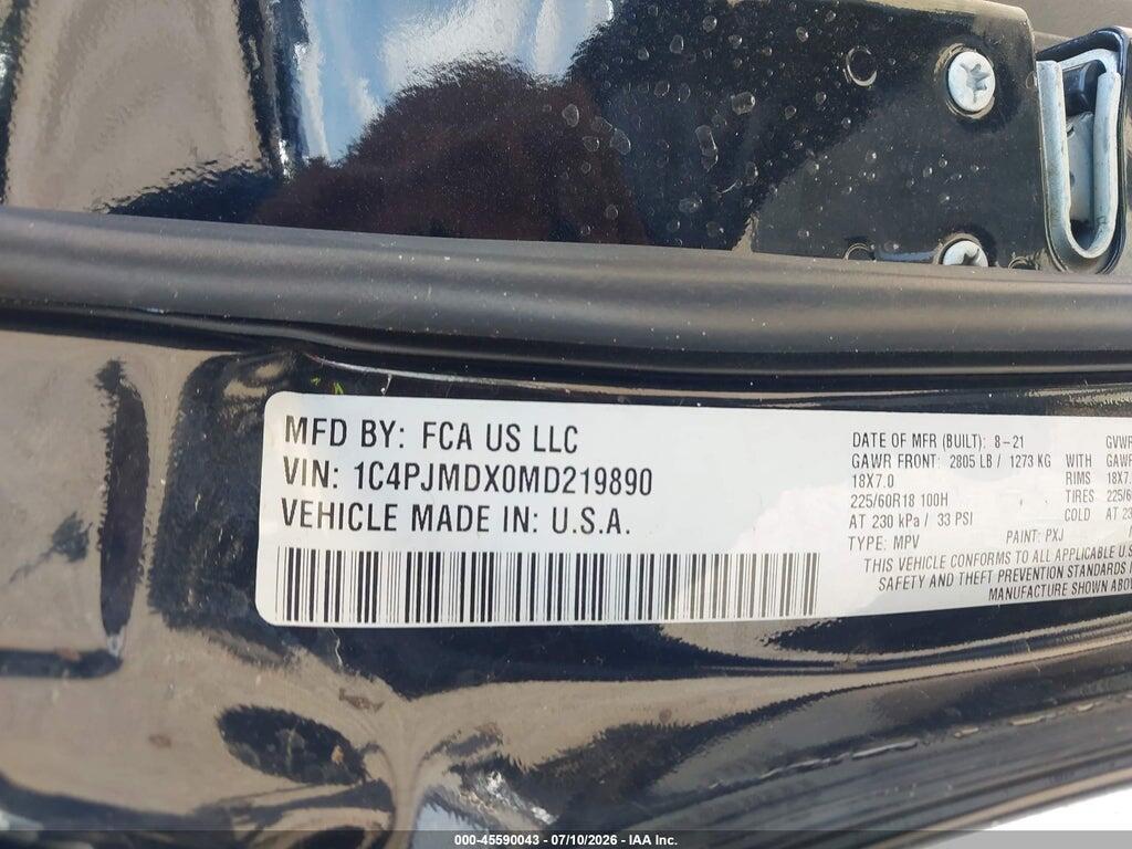 1C4PJMDX0MD219890 2021 JEEP CHEROKEE photo no. 9