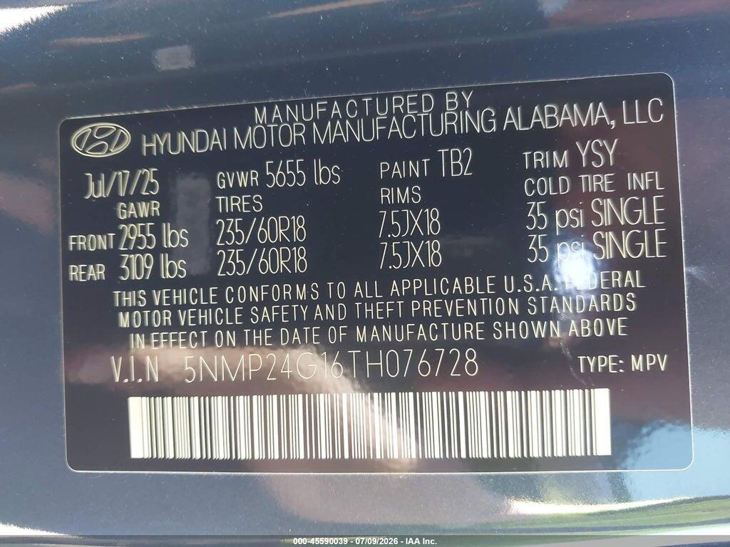 5NMP24G16TH076728 2026 HYUNDAI SANTA FE HYBRID photo no. 9
