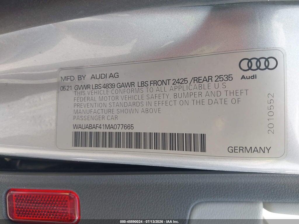 WAUABAF41MA077665 2021 AUDI A4 photo no. 9