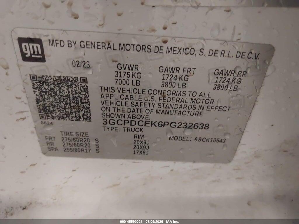 3GCPDCEK6PG232638 2023 CHEVROLET SILVERADO 1500 photo no. 9