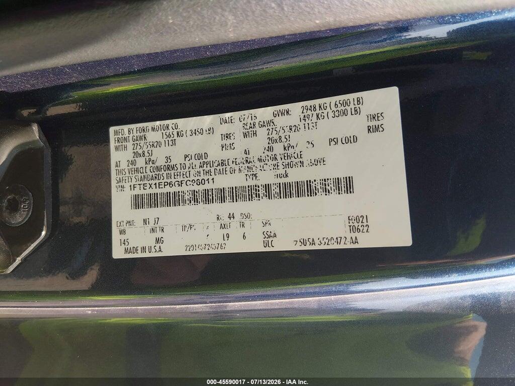 1FTEX1EP6GFC98011 2016 FORD F-150 photo no. 9