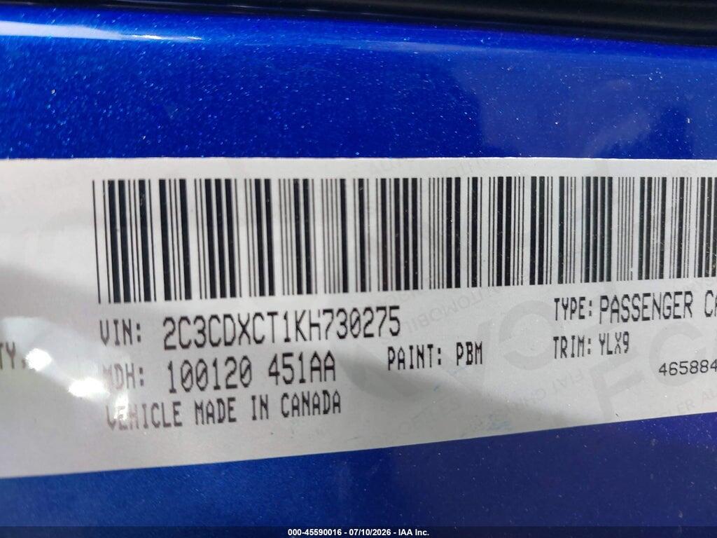 2C3CDXCT1KH730275 2019 DODGE CHARGER photo no. 9