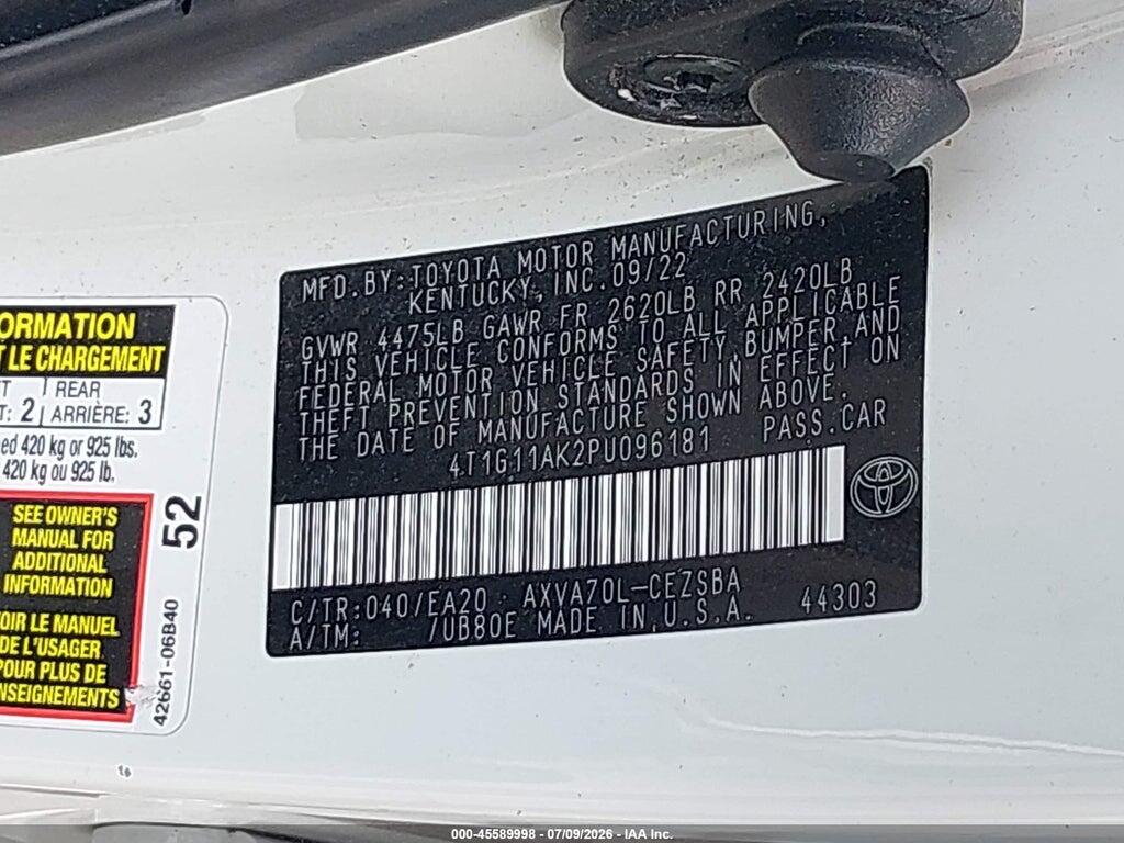 4T1G11AK2PU096181 2023 TOYOTA CAMRY photo no. 9