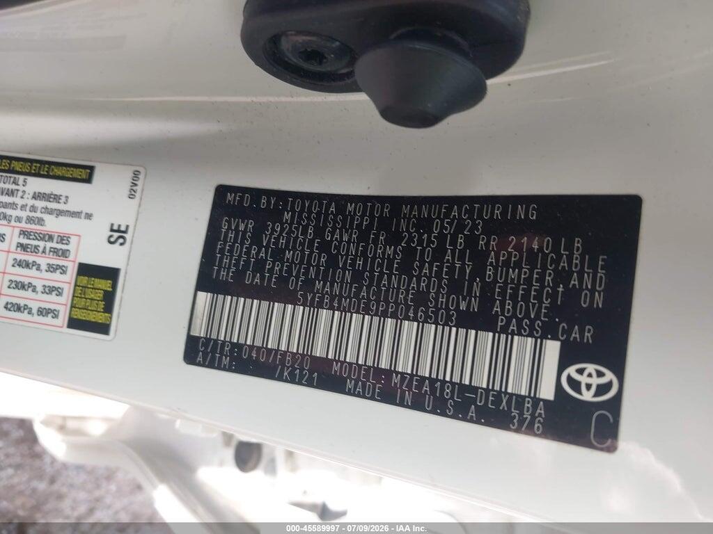 5YFB4MDE9PP046503 2023 TOYOTA COROLLA photo no. 9