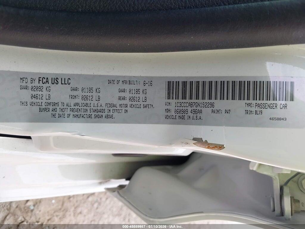 1C3CCCAB7GN192296 2016 CHRYSLER 200 photo no. 9