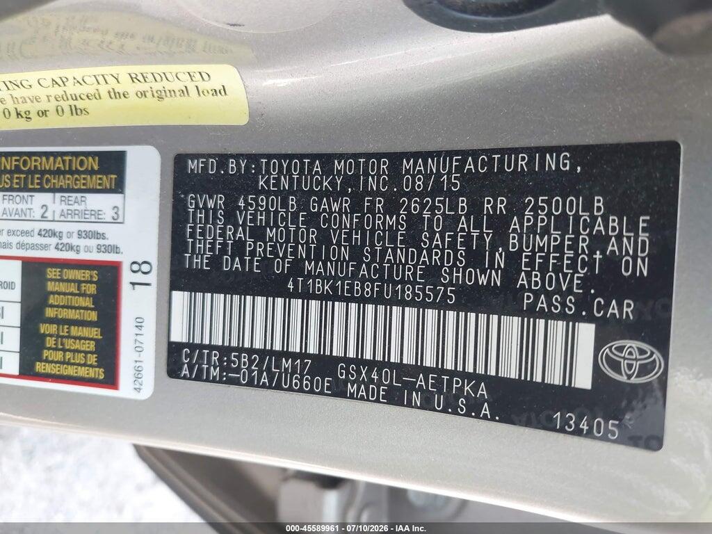 4T1BK1EB8FU185575 2015 TOYOTA AVALON photo no. 9