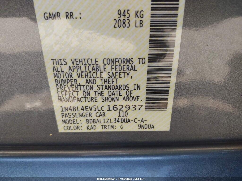 1N4BL4EV5LC162937 2020 NISSAN ALTIMA photo no. 9
