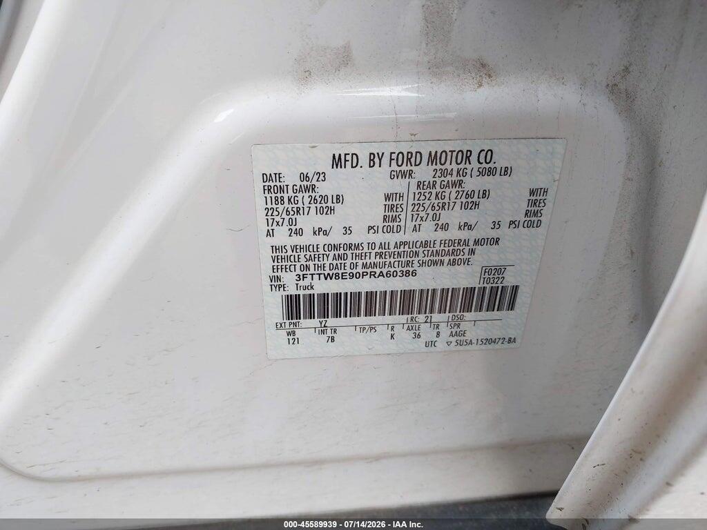 3FTTW8E90PRA60386 2023 FORD MAVERICK photo no. 9