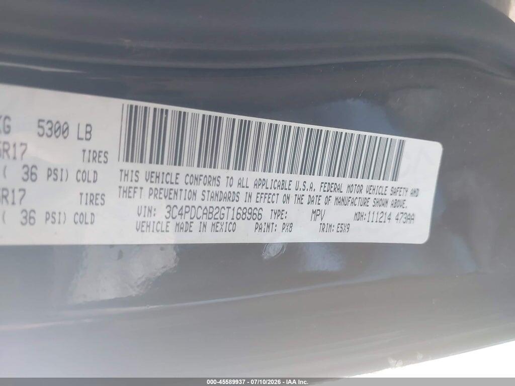 3C4PDCAB2GT168966 2016 DODGE JOURNEY photo no. 9