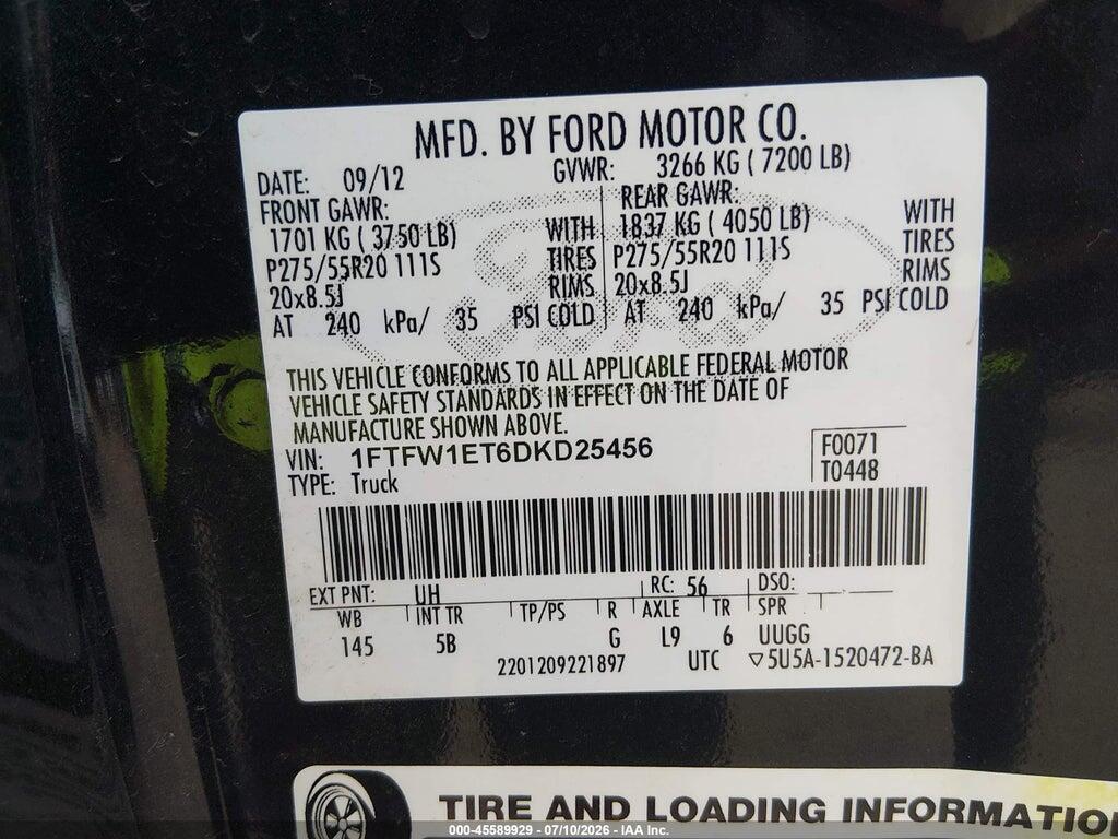 1FTFW1ET6DKD25456 2013 FORD F-150 photo no. 9