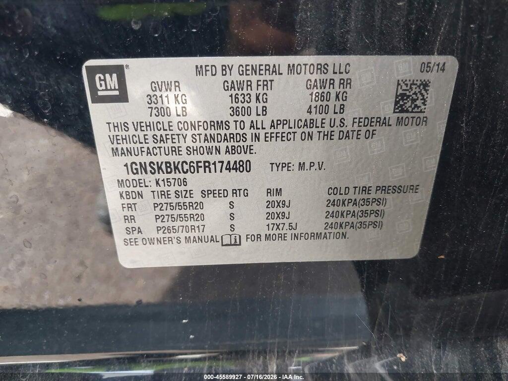1GNSKBKC6FR174480 2015 CHEVROLET TAHOE photo no. 9