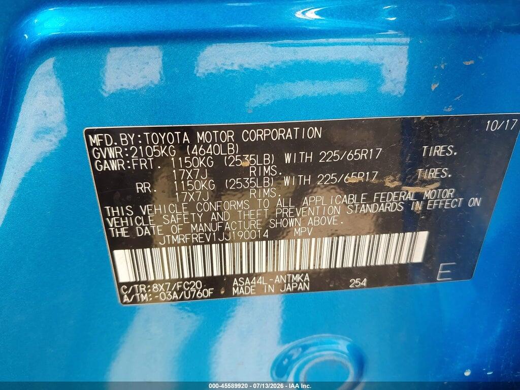 JTMRFREV1JJ190014 2018 TOYOTA RAV4 photo no. 9