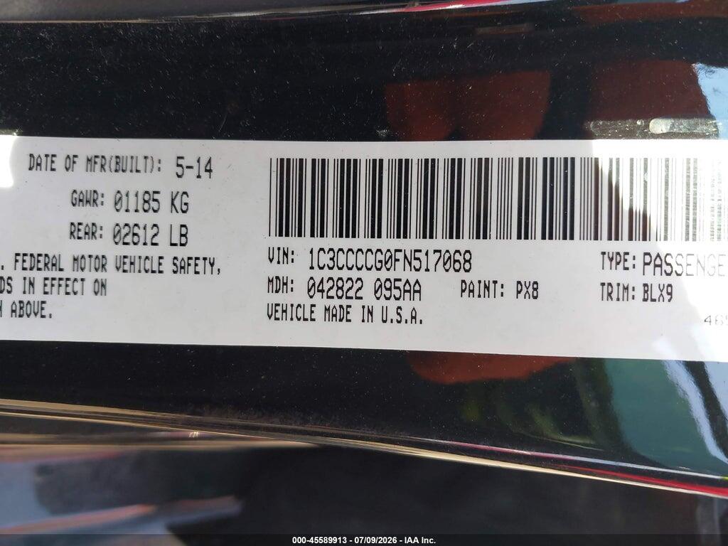1C3CCCCG0FN517068 2015 CHRYSLER 200 photo no. 9