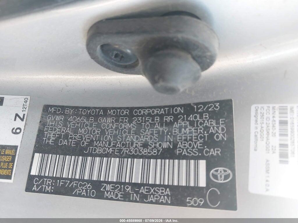 JTDBCMFE7R3038587 2024 TOYOTA COROLLA photo no. 9