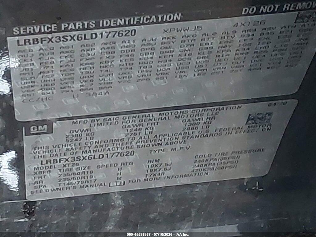 LRBFX3SX6LD177620 2020 BUICK ENVISION photo no. 9