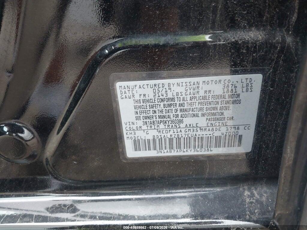 3N1AB7AP6KY360386 2019 NISSAN SENTRA photo no. 9