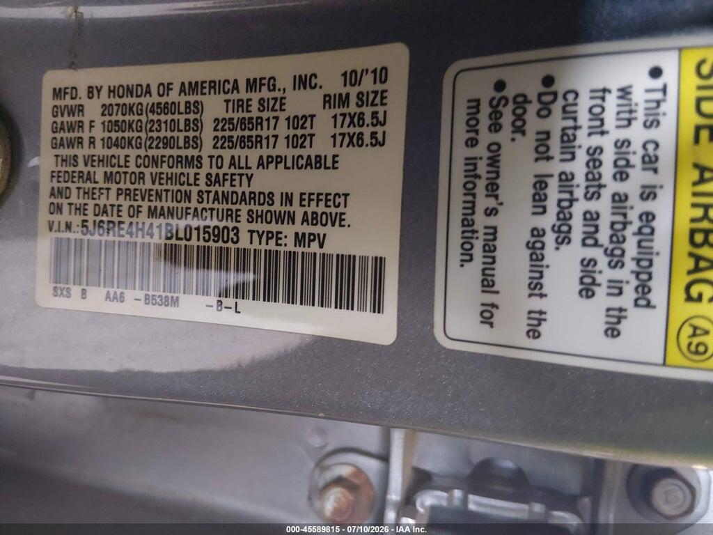 5J6RE4H41BL015903 2011 HONDA CR-V photo no. 9