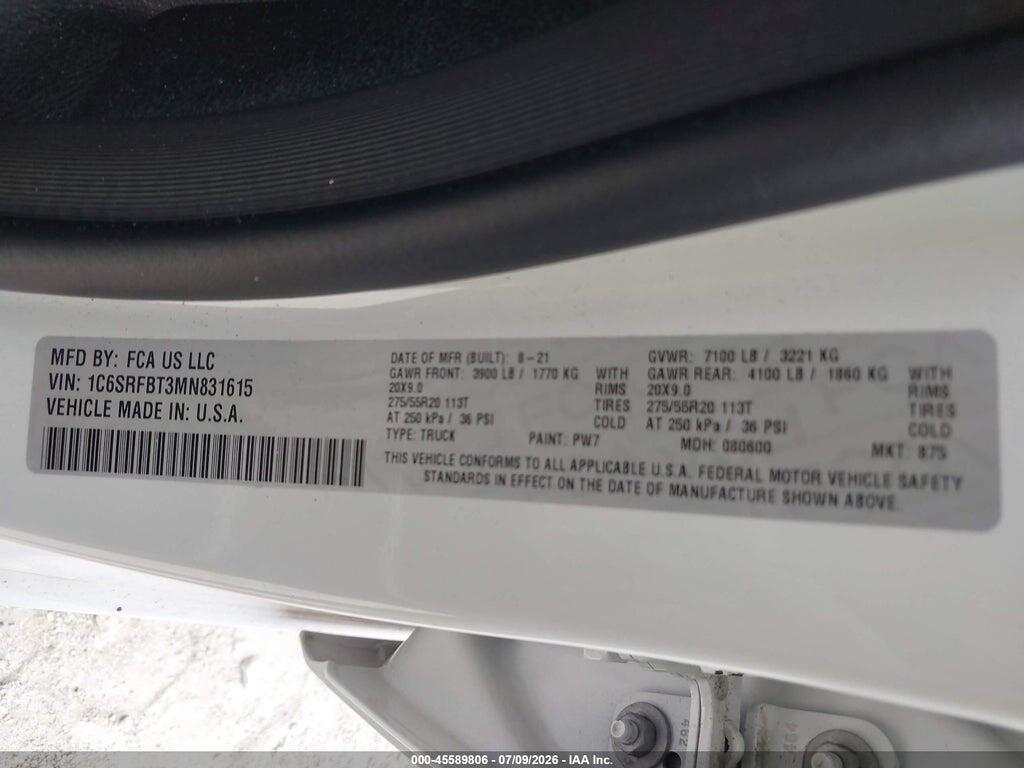 1C6SRFBT3MN831615 2021 RAM 1500 photo no. 9