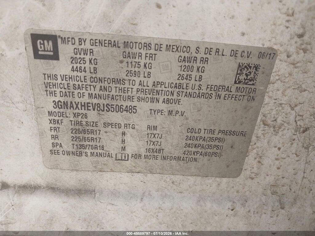 3GNAXHEV8JS506485 2018 CHEVROLET EQUINOX photo no. 9