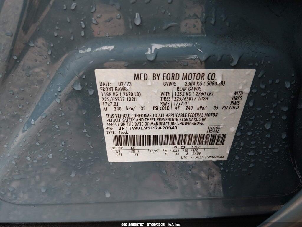 3FTTW8E95PRA20949 2023 FORD MAVERICK photo no. 9