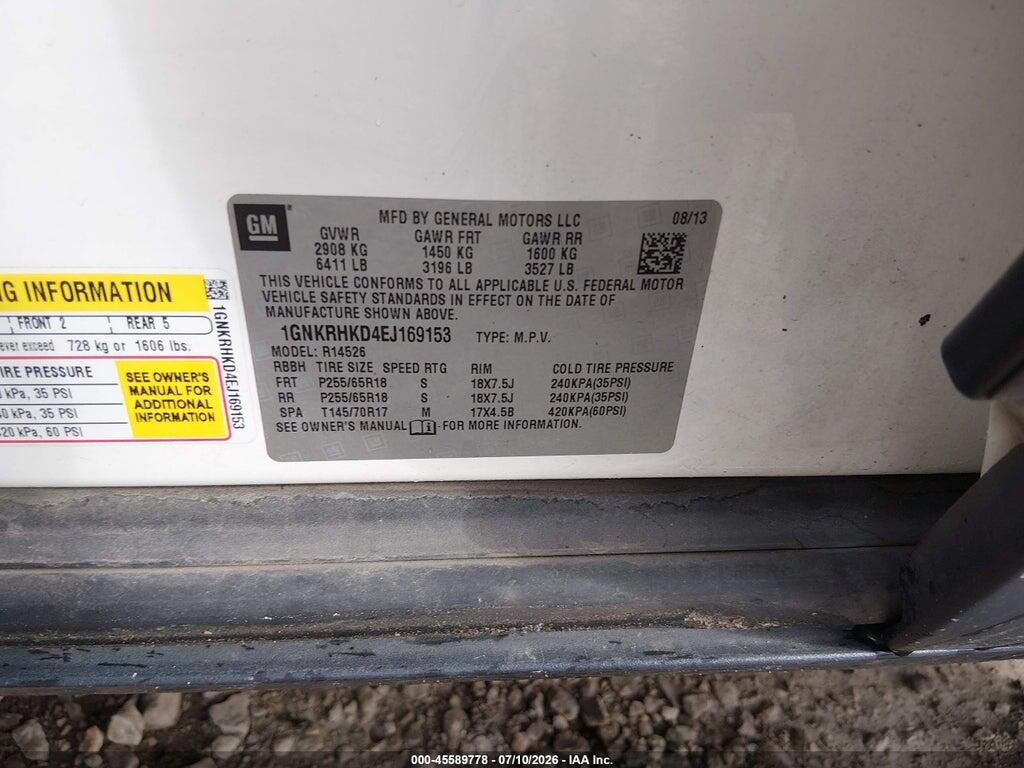 1GNKRHKD4EJ169153 2014 CHEVROLET TRAVERSE photo no. 9
