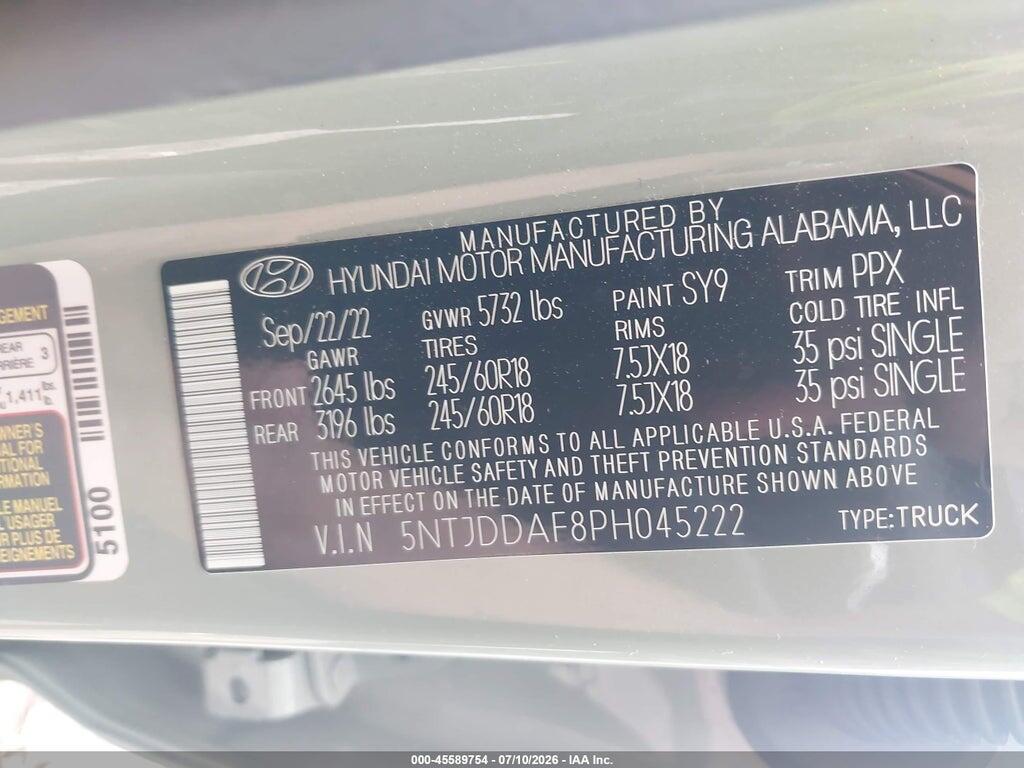 5NTJDDAF8PH045222 2023 HYUNDAI SANTA CRUZ photo no. 9
