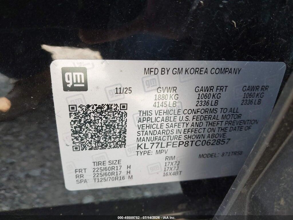 KL77LFEP8TC062857 2026 CHEVROLET TRAX photo no. 9
