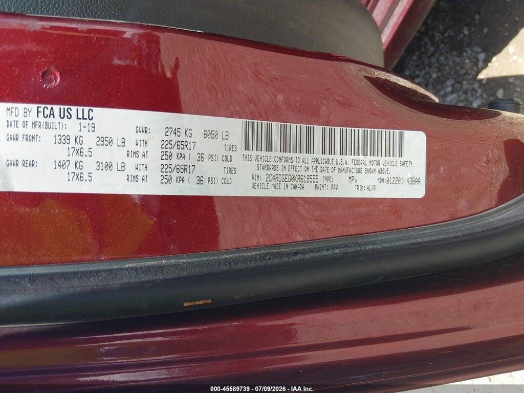 2C4RDGEG0KR619555 2019 DODGE GRAND CARAVAN photo no. 9