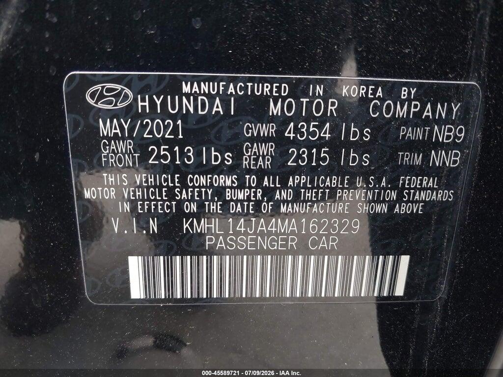KMHL14JA4MA162329 2021 HYUNDAI SONATA photo no. 9