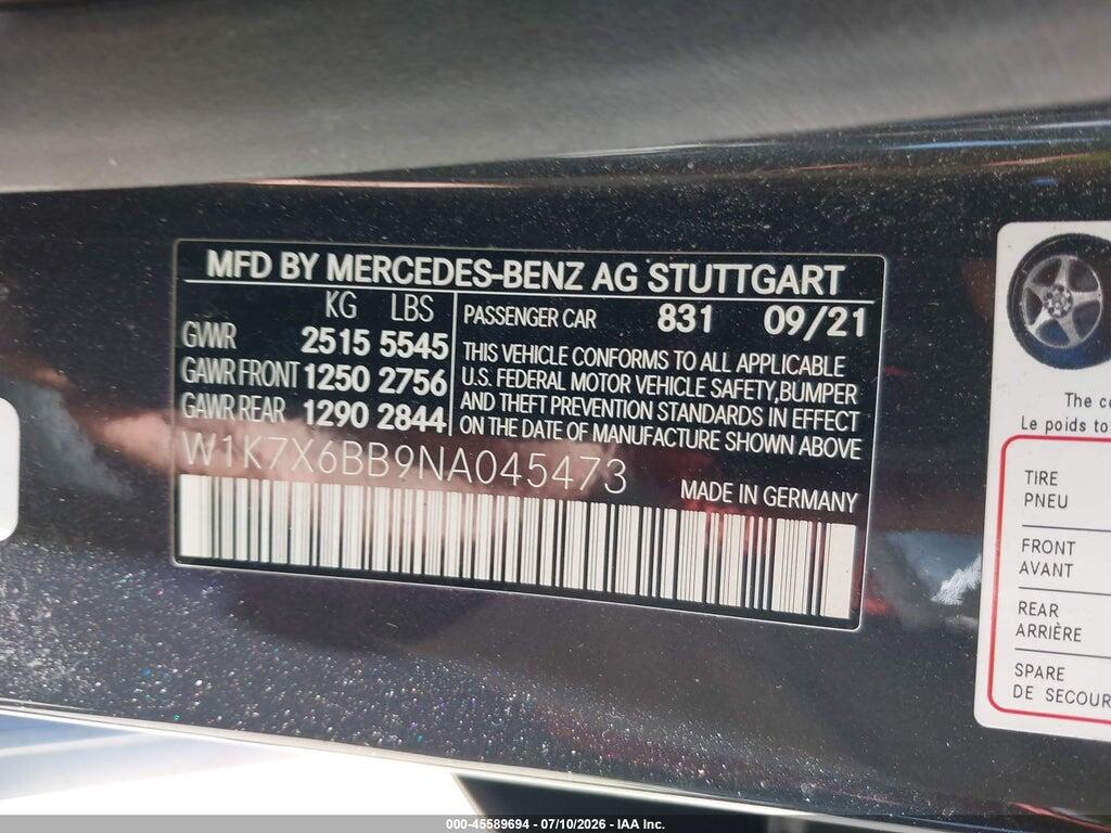W1K7X6BB9NA045473 2022 MERCEDES-BENZ AMG GT 53 4-DOOR COUPE photo no. 9