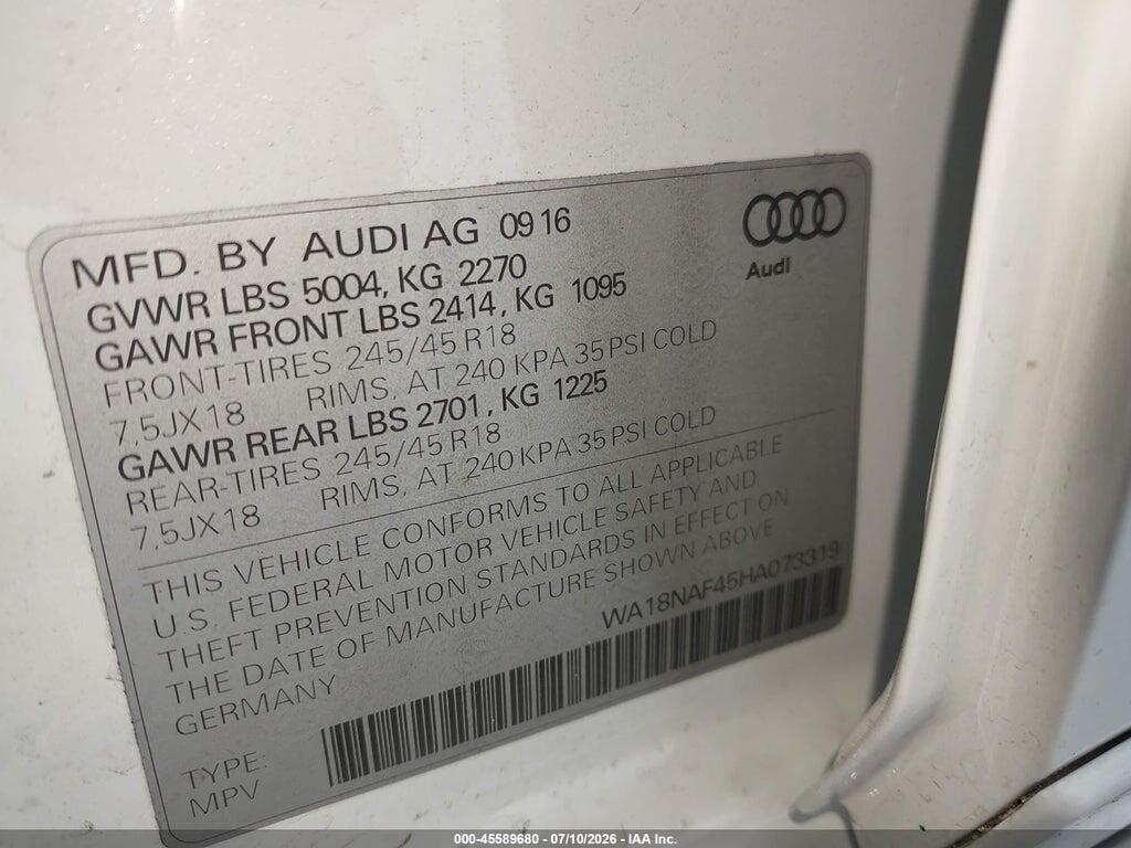 WA18NAF45HA073319 2017 AUDI ALLROAD photo no. 9